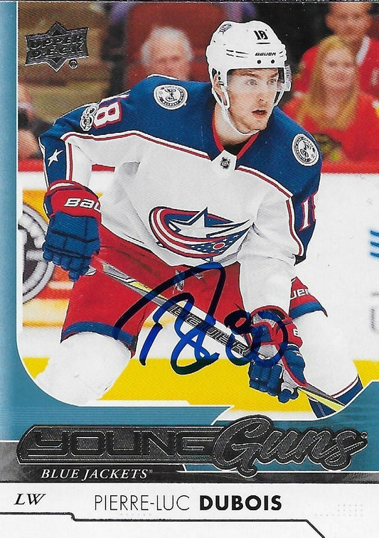 Signed Pierre Luc Dubois 2018-18 UD Columbus Blue Jackets Young Guns Rookie Card