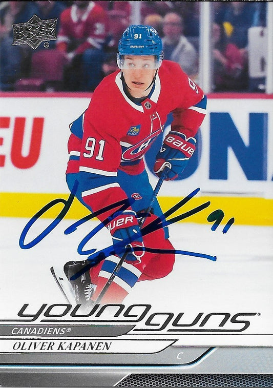 Signed Oliver Kapanen Young Guns 2024-25 UD Montreal Canadiens Rookie Card