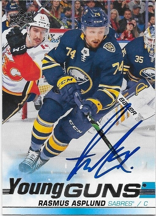 Signed Rasmus Asplund Young Guns 2019-20 UD Buffalo Sabres Rookie Card