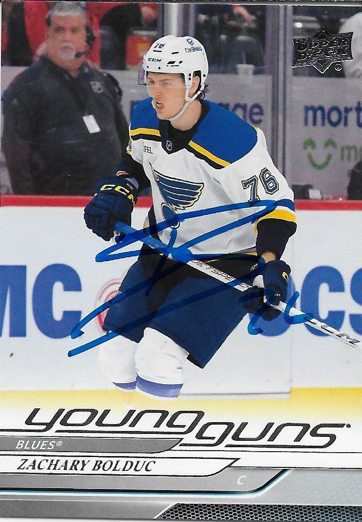 Signed Zachary Bolduc 2024-25 UD St. Louis Blues Young Guns Rookie Card