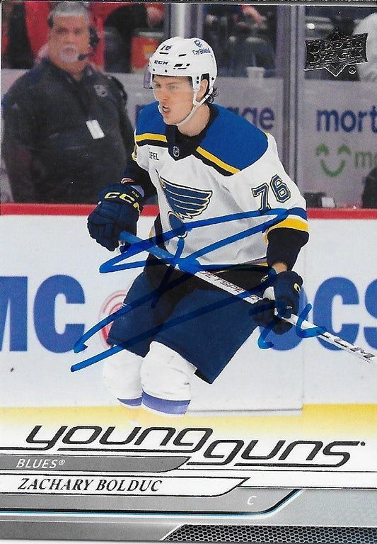 Signed Zachary Bolduc 2024-25 UD St. Louis Blues Young Guns Rookie Card