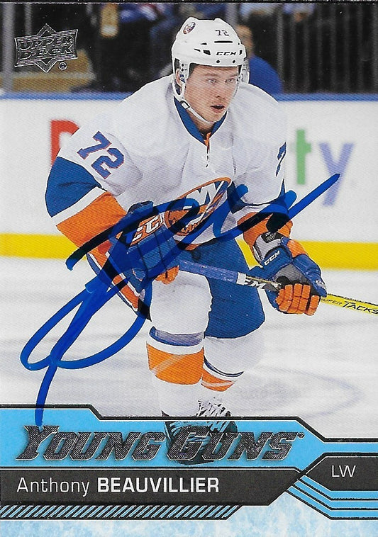 Signed Anthony Beauvillier Young Guns 2016-17 UD New York Islanders Rookie Card