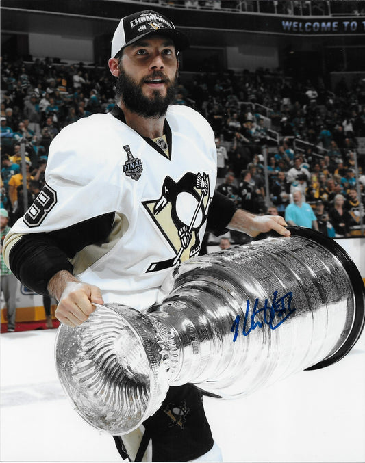 Signed Kris Letang Pittsburgh Penguins Stanley Cup 8x10 Photo #2 Original