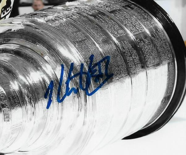 Signed Kris Letang Pittsburgh Penguins Stanley Cup 8x10 Photo #2 Original