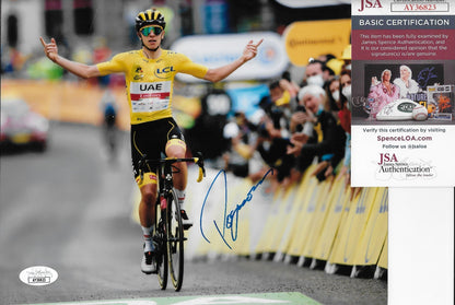 Signed Cycling Tadej Pogacar UAE Team Emirates 8x10 Photo #1 Original w JSA