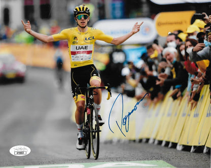 Signed Cycling Tadej Pogacar UAE Team Emirates 8x10 Photo #1 Original w JSA