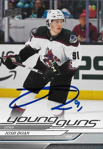 Signed Josh Doan Young Guns 2024-25 Upper Deck Arizona Coyotes Rookie Card