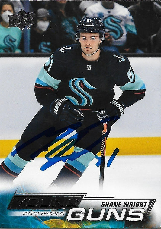 Signed Shane Wright Young Guns 2022-23 Upper Deck Seattle Kraken Rookie Card