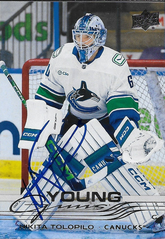 Signed Nikita Tolopilo Young Guns 2025-26 UD Vancouver Canucks Rookie Card