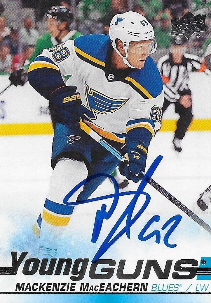 Signed Mackenzie MacEachern  Young Guns 2019-2020 UD St. Louis Blues Rookie Card
