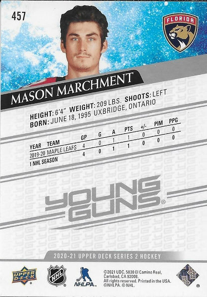 Signed Mason Marchment Young Guns 20-21 Upper Deck Florida Panthers Rookie Card