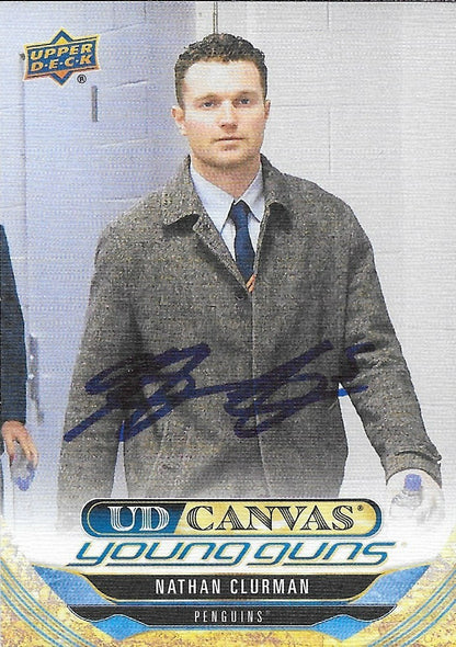 Signed Nathan Clurman 24-25 UD Canvas Young Guns Pittsburgh Penguins Rookie Card