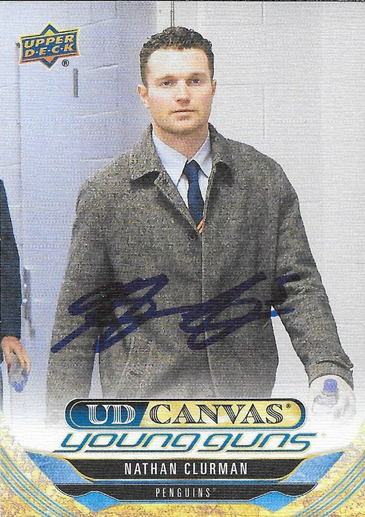 Signed Nathan Clurman 24-25 UD Canvas Young Guns Pittsburgh Penguins Rookie Card