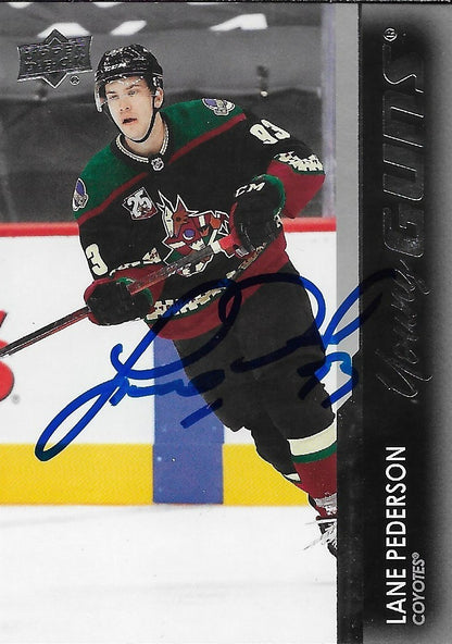Signed Lane Pederson 2021-22 Upper Deck Young Guns Arizona Coyotes Rookie Card