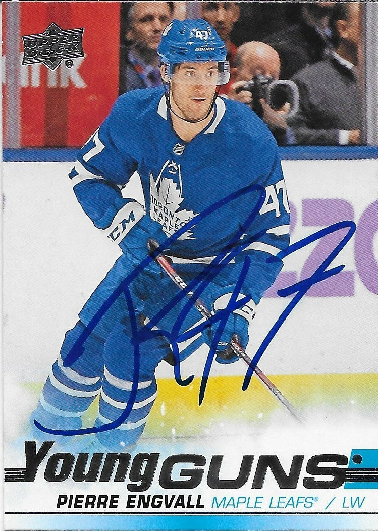 Signed Pierre Engvall 2019/20 UD Young Guns Toronto Maple Leafs Rookie Card