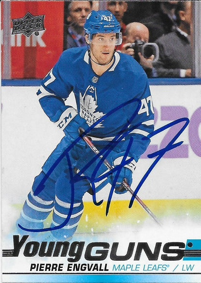 Signed Pierre Engvall 2019/20 UD Young Guns Toronto Maple Leafs Rookie Card