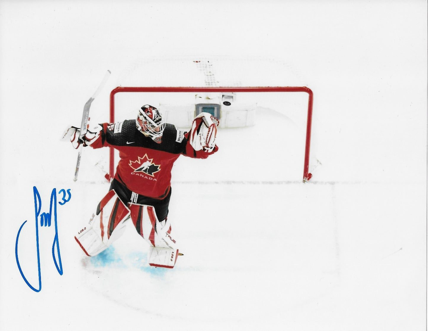 Signed Sam Montembeault Montreal Canadiens Team Canada 8x10 Photo #1 Original