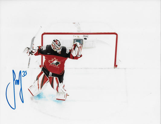 Signed Sam Montembeault Montreal Canadiens Team Canada 8x10 Photo #1 Original