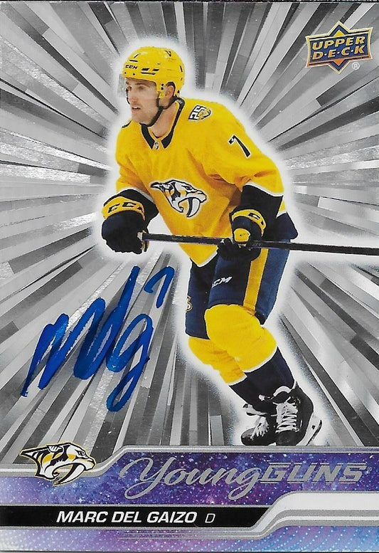 Signed Marc Del Gaizo Young Guns UD  23-24 Silver Outburst Predators Rookie Card