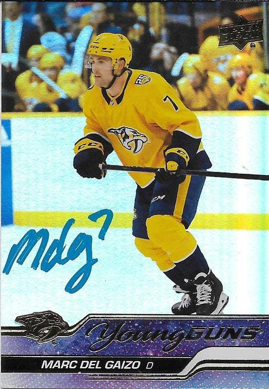 Signed Marc Del Gaizo Young Guns UD 23-24 Foil Nashville Predators Rookie Card