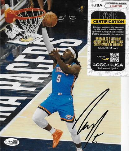 Signed Luguentz Dort Oklahoma City Thunder 8x10 Photo #3 with JSA Authentication