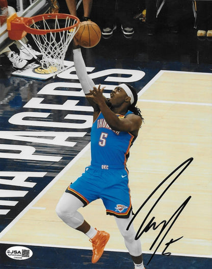 Signed Luguentz Dort Oklahoma City Thunder 8x10 Photo #3 with JSA Authentication