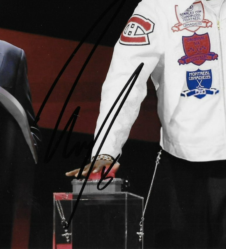 Signed Luguentz Dort Oklahoma City Thunder 2025 NHL Draft 8x10 Ph. JSA Authentic