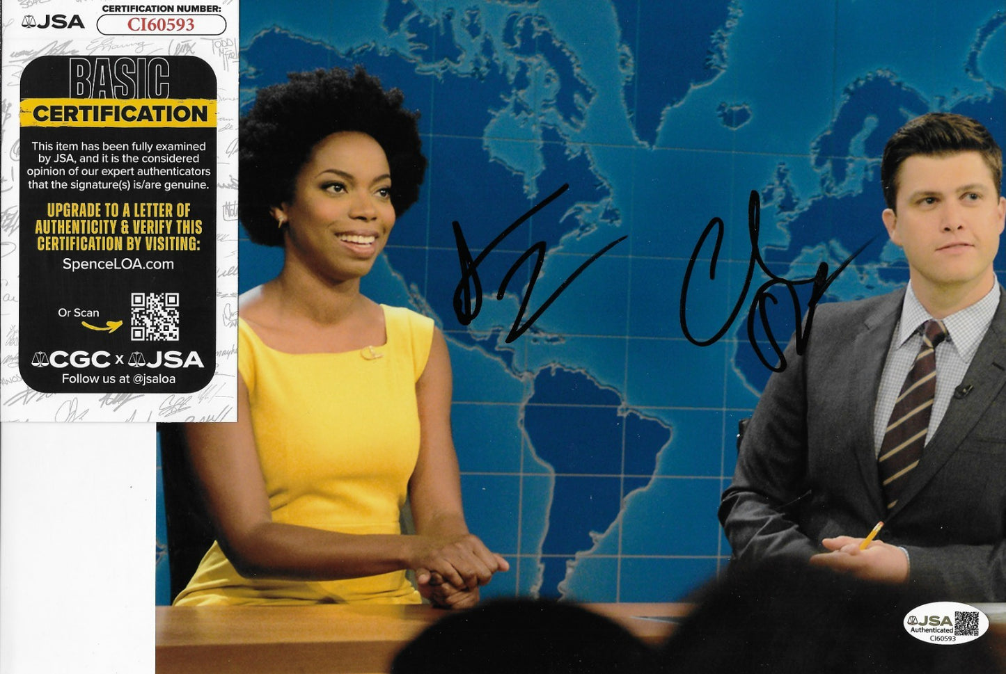 Signed Sasheer Zamata Colin Jost Saturday Night Live 8x10 Photo w JSA Authentic