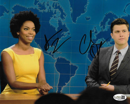Signed Sasheer Zamata Colin Jost Saturday Night Live 8x10 Photo w JSA Authentic