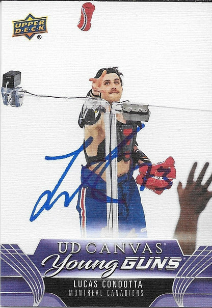 Signed Lucas Condotta Young Guns Canvas 23-24 UD Montreal Canadiens Rookie Card