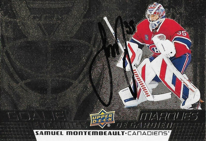 Signed Samuel Montembeault 25/26 UD Tim Hortons Goalie Etchings Montreal Card
