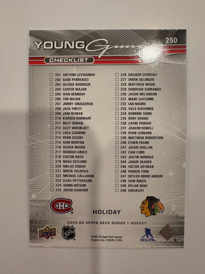 Upper Deck 2025-26 Holiday Young Guns Ivan Demidov Artyom Levshunov  250