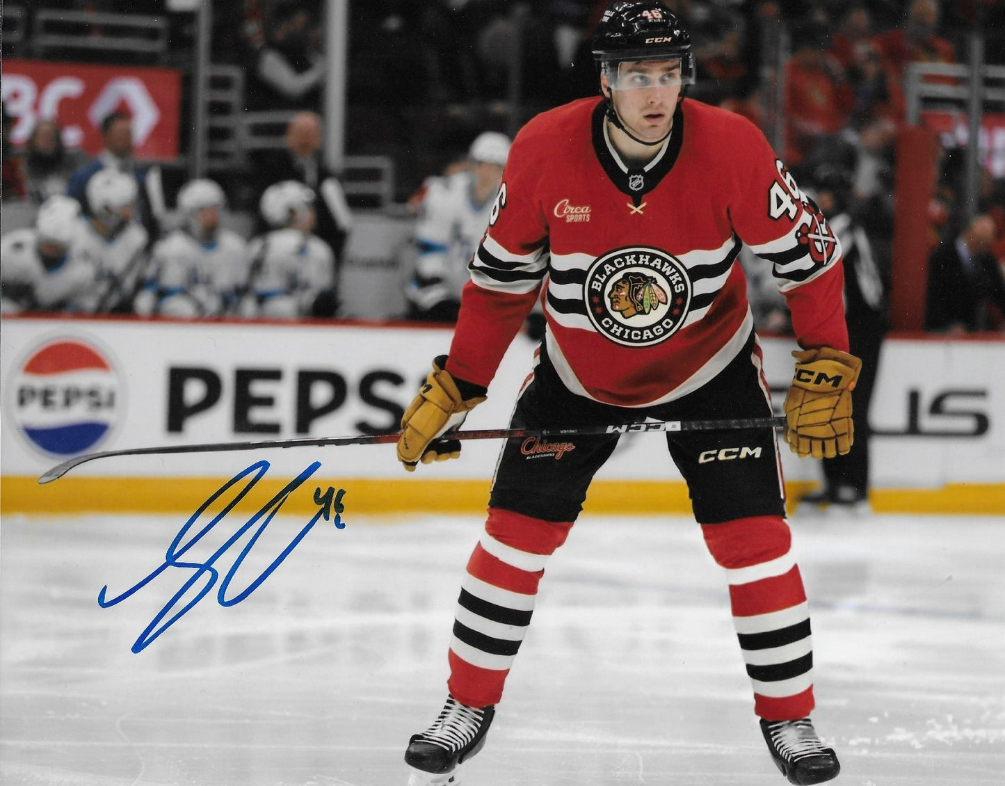 Signed Louis Crevier Chicago Blackhawks Autographed 8x10 Photo #2 Original