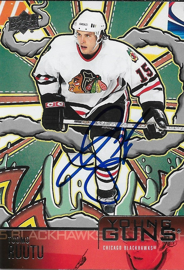 Signed Tuomo Ruutu Young Guns 2024-25 UD Chicago Blackhawks Rookie Card