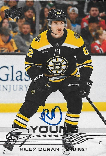 Signed Riley Duran Young Guns UD 2025-26 Boston Bruins Rookie Card