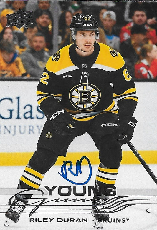 Signed Riley Duran Young Guns UD 2025-26 Boston Bruins Rookie Card