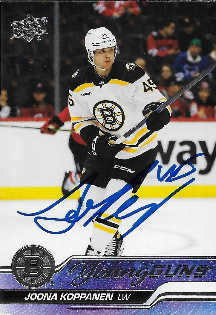 Signed Joona Koppanen Young Guns UD 2023-24 Boston Bruins Rookie Card