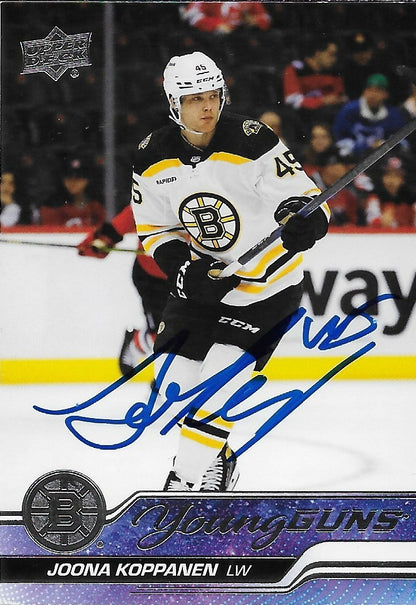 Signed Joona Koppanen Young Guns UD 2023-24 Boston Bruins Rookie Card