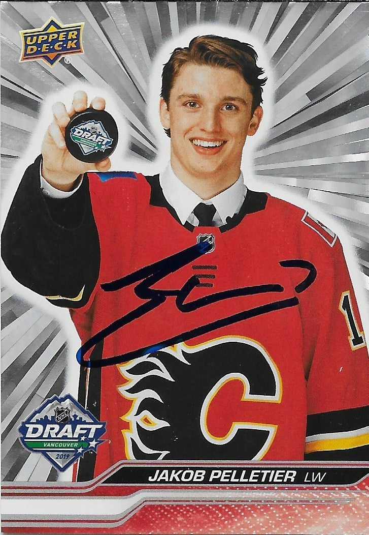 Signed Jakob Pelletier Draft Outburst 23-24 UD Calgary Flames Rookie Card
