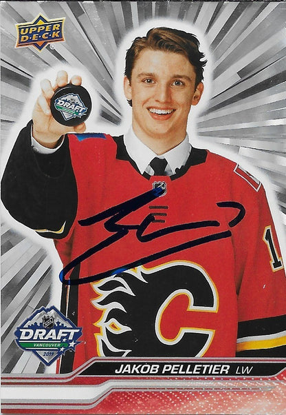 Signed Jakob Pelletier Draft Outburst 23-24 UD Calgary Flames Rookie Card
