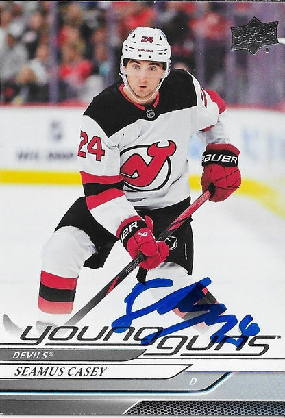 Signed Seamus Casey Young Guns 2024/25 UD New Jersey Devils Rookie Card