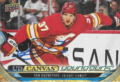 Signed Yan Kuznetsov Canvas Young Guns 2024/25 UD Calgary Flames Rookie Card #3