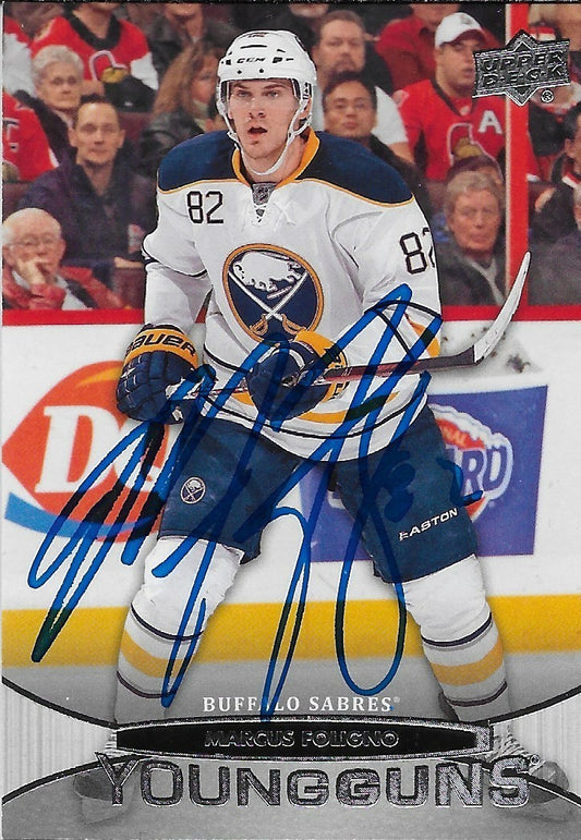 Signed Marcus Foligno 2011-12 UD Young Guns Buffalo Sabres Rookie Card
