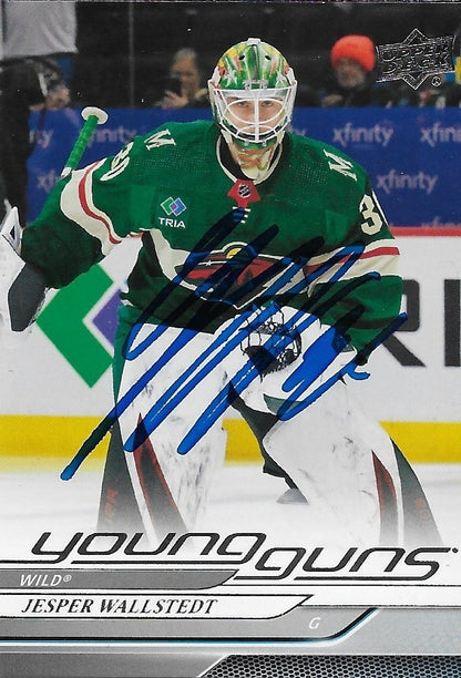 Signed Jesper Wallstedt Young Guns 24-25 UD Minnesota Wild Rookie Card