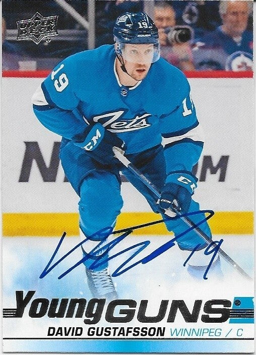 Signed David Gustafsson Young Guns  2019-20 UD Winnipeg Jets Rookie Card