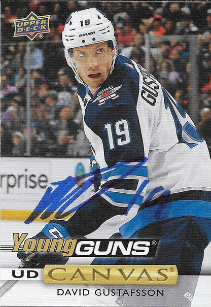 Signed David Gustafsson Young Guns Canvas 2019-20 UD Winnipeg Jets Rookie Card