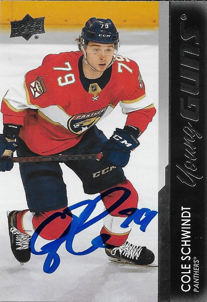 Signed Cole Schwindt Young Guns 2021-22 UD Florida Panthers Rookie Card