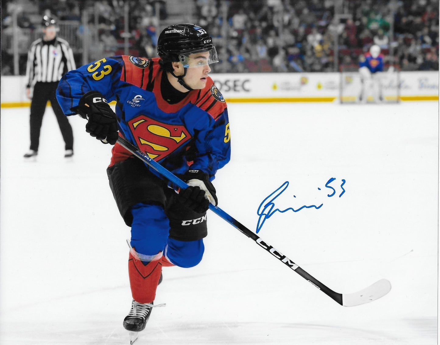 Signed Luca Pinelli Columbus Blue Jackets Autographed 8x10 Photo #1 Original