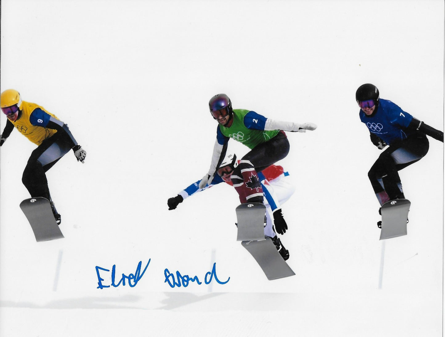 Signed Eliot Grondin 2026 Milano Cortina Olympics Snowboard 8x10 Ph. #1 Original
