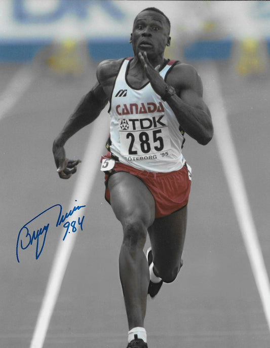 Signed Bruny Surin Team Canada Olympics Autographed 8x10 Photo #2 Original